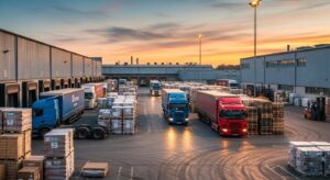 Caminhão de transporte dedicado Evoloy Transportes atendendo operação industrial com alto volume de carga. Custo Logístico no Brasil